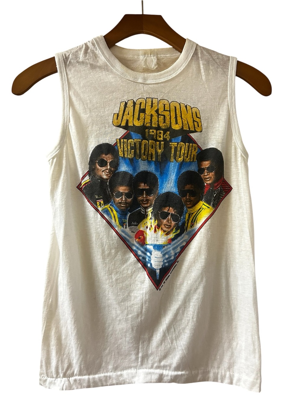 VTG *Rare* Jacksons White '84 Victory Tour Sleeveless Tee